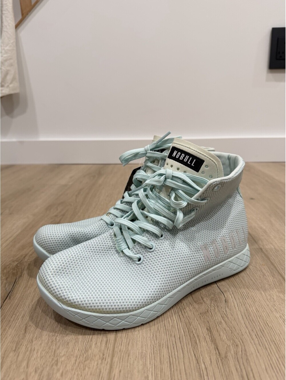 NOBULL No Bull Mens 8 Womens 9.5 Light Blue High Top Trainers Super Fabric